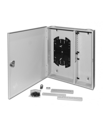 Бокс оптический универсальный настенный, от 8 до 32 портов (SC, duplex LC, ST, FC) Hyperline FO-WBX-4xSLT-W140H42-32UN-GY в Рыбинске Кросс оптический Pintop.ru