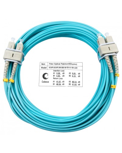 Шнур оптический duplex SC-SC 50/125 mm OM3 10м LSZH Cabeus FOP-50-SC-SC-10m в Рыбинске Патч-корды и пигтейлы Pintop.ru