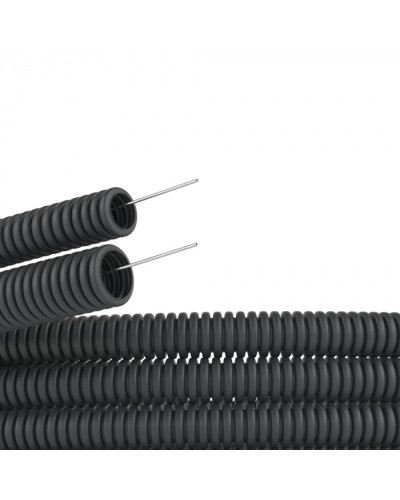 Труба ПВХ гибкая гофрированная. д.20мм, лёгкая с протяжкой, цвет черный (100 м) DKC (91920B) в Рыбинске Труба гофрированная Pintop.ru