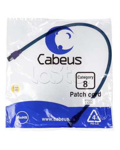 Патч-корд S/FTP Cabeus PC-SSTP-RJ45-Cat.8-0.5m-LSZH в Рыбинске Патчкорды (медные) Pintop.ru