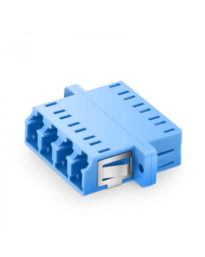 Оптический адаптер OS2, квадро LC, с фланцами, синий Eurolan (36A-S2-4L-02BU) в Рыбинске Проходные адаптеры и розетки оптические Pintop.ru