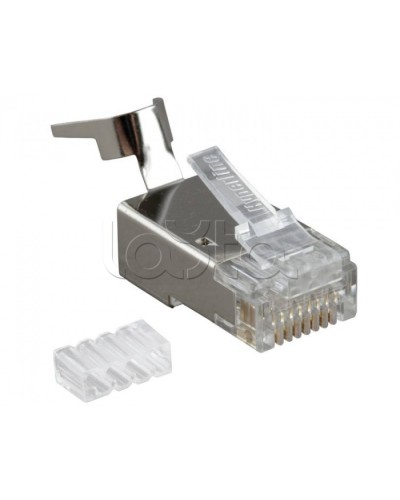 Разъем RJ-45(8P8C) под витую пару, категория 6A, экранированный, со вставкой Hyperline PLUG-8P8C-UV-C6A-SH-50 в Рыбинске Коннекторы и разъемы Pintop.ru