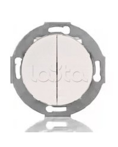 Выключатель двухклавишный Экопласт (схема 5) 10 A, 250 B (белый) Vintage в Рыбинске Розетки компьютерные и телефонные Pintop.ru