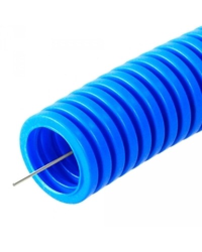 Труба гофрированная ПП лёгкая 350 Н не распространяющая горение с/з синяя д25 (50м/2600м/ уп/пал) Промрукав PR02.0077 в Рыбинске Труба гофрированная Pintop.ru
