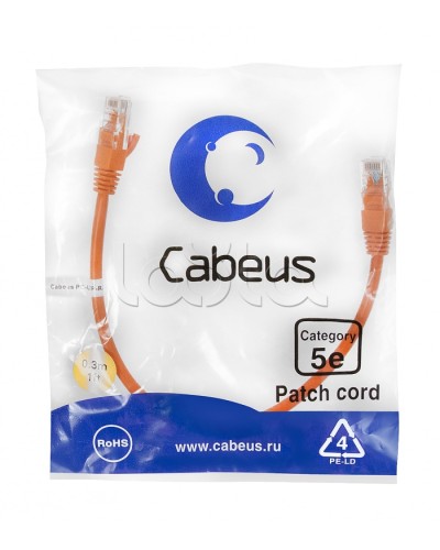 Патч-корд медный U/UTP кат.5е (0,3м) LSZH (оранжевый) Cabeus (PC-UTP-RJ45-Cat.5e-0.3m-OR-LSZH) в Рыбинске Патчкорды (медные) Pintop.ru
