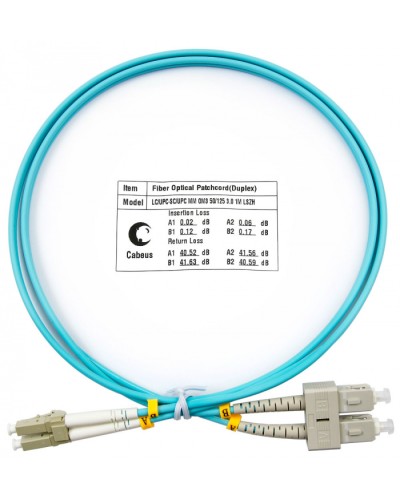 Шнур оптический duplex LC-SC 50/125 MM OM3 1 м LSZH Cabeus FOP-50-LC-SC-1M в Рыбинске Патч-корды оптические Pintop.ru