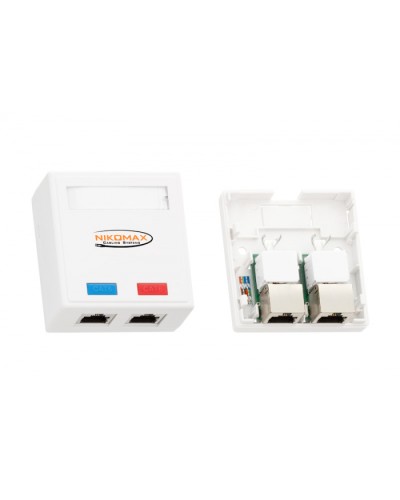Розетка RJ45 2 порта, кат.5e белая NIKOMAX (NMC-WO2SD2-FT-ST-WT) в Рыбинске Розетки компьютерные и телефонные Pintop.ru