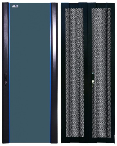 Комплект дверей 42U, 600 мм, черный, передняя - стекло, задняя - распашная перфорированна TWT TWT-CBB-DR42-6x-S-GP в Рыбинске Аксессуары для стоек и шкафов Pintop.ru