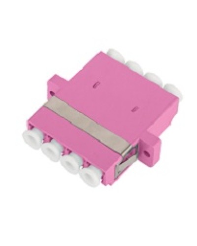 Адаптер NIKOMAX волоконно-оптический, соединительный, многомодовый, стандарта OM4, LC/UPC-LC/UPC, квадро, пластиковый, без шторки, с фланцами, маджента, уп-ка 2шт. в Рыбинске Проходные адаптеры и розетки оптические Pintop.ru