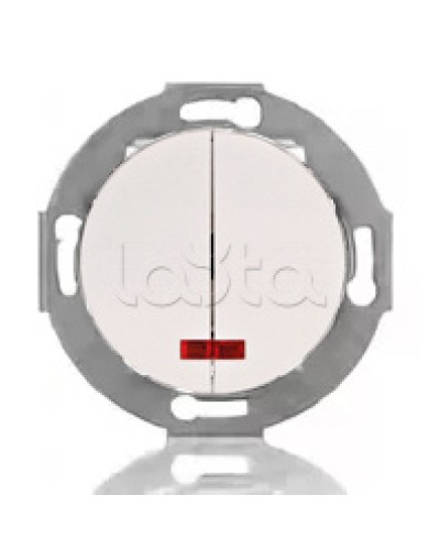 Выключатель двухклавишный Экопласт (схема 5L) с индикатором 10 A, 250 B (белый) Vintage в Рыбинске Розетки компьютерные и телефонные Pintop.ru