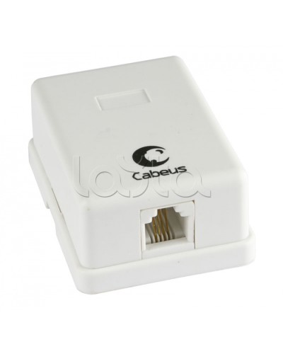 Розетка телефонная RJ-12(6P4C), одинарная, внешняя, белая Cabeus WS-6P4C-TEL-1 в Рыбинске Розетки компьютерные и телефонные Pintop.ru