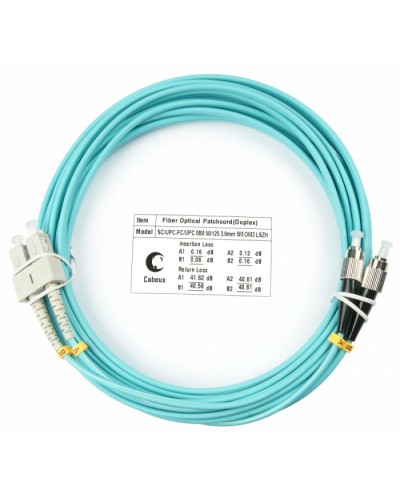 Шнур оптический duplex SC-FC 50/125 mm OM3 20м LSZH Cabeus FOP-50-SC-FC-20m в Рыбинске Патч-корды и пигтейлы Pintop.ru