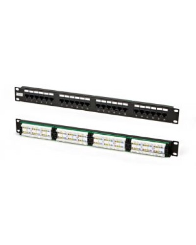 Патч-панель высокой плотности 19, 0.5U, 24 порта RJ-45, категория 5e, Dual IDC Hyperline PPHD-19-24-8P8C-C5e-110D в Рыбинске Патч панель Pintop.ru