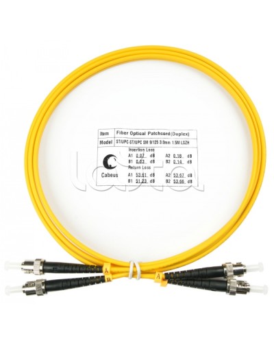 Шнур оптический duplex ST-ST 9/125 sm 1,5м LSZH Cabeus FOP(d)-9-ST-ST-1,5m в Рыбинске Патч-корды оптические Pintop.ru