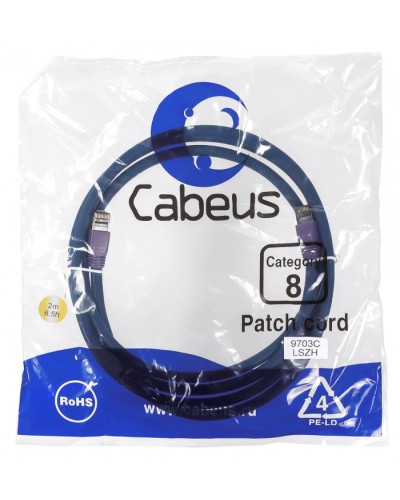 Патч-корд S/FTP Cabeus PC-SSTP-RJ45-Cat.8-2m-LSZH в Рыбинске Патчкорды (медные) Pintop.ru