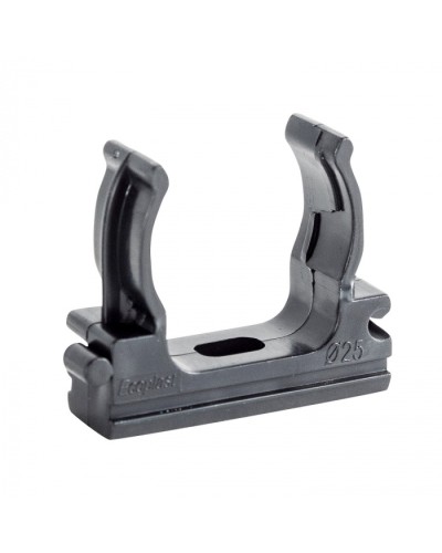 CF25G Держатель (клипса), без галогена, для труб D25мм, цвет чёрный (10шт) Экопласт (41725-10HF-BL) в Рыбинске Держатели, клипсы, скобы Pintop.ru