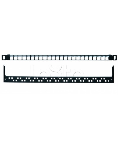Коммутационная панель 19” наборная, UTP, 0,5U, 24 порта, черный Eurolan (27B-00-24-05BL) в Рыбинске Патч панель Pintop.ru