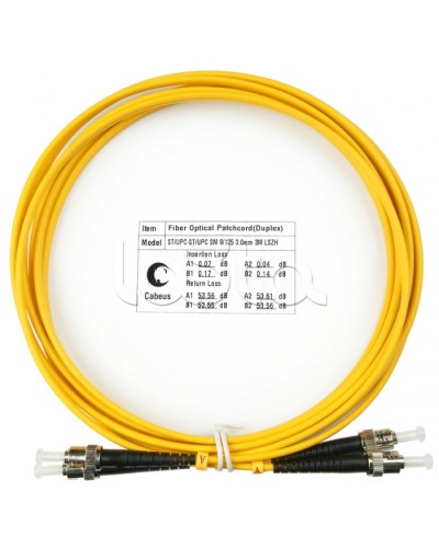 Шнур оптический duplex ST-ST 9/125 sm 3м LSZH Cabeus FOP(d)-9-ST-ST-3m в Рыбинске Патч-корды оптические Pintop.ru