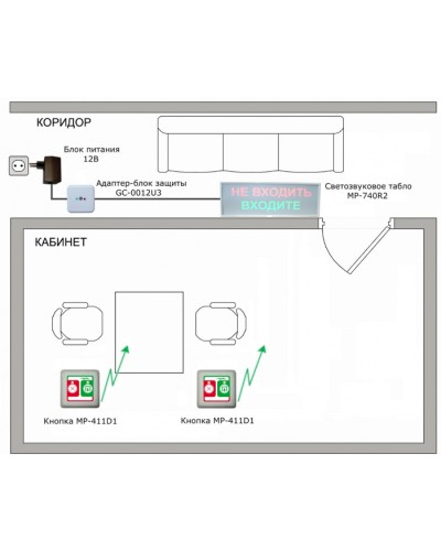 Радиокомплект светового и звукового вызова Hostcall MP-911W2 в Рыбинске Система оповещения и трансляции Hostcall Pintop.ru