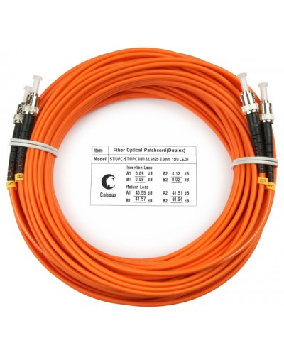 Шнур оптический duplex ST-ST 62,5/125 mm 25м LSZH Cabeus FOP-62-ST-ST-25m в Рыбинске Патч-корды оптические Pintop.ru