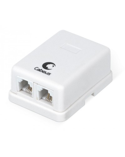Розетка телефонная RJ-12(6P4C), двойная, внешняя, белая Cabeus WS-6P4C-TEL-2 в Рыбинске Розетки компьютерные и телефонные Pintop.ru