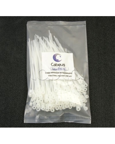 Стяжка нейлоновая неоткрывающаяся, безгалогенная (halogen free), 110x2.5мм, под винт (100 шт) Cabeus GTSC-110 в Рыбинске Стяжки-хомуты Pintop.ru