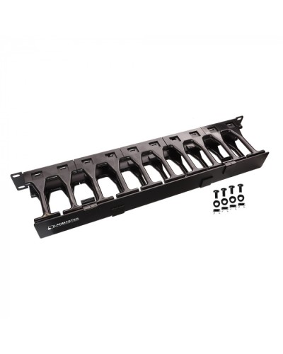 Кабельный органайзер 19 c пластиковыми пальцами глубиной 106 мм и крышкой, 1U LANMASTER (LAN-ORG-PF/S-1U) в Рыбинске Кабельные органайзеры Pintop.ru