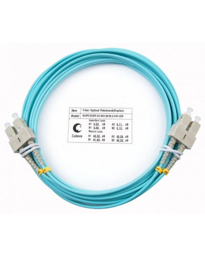 Шнур оптический duplex SC-SC 50/125 mm OM3 5м LSZH Cabeus FOP-50-SC-SC-5m в Рыбинске Патч-корды и пигтейлы Pintop.ru