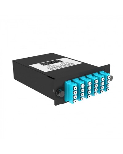 Кассета кроссовая 2 разъема черный Cabeus (FO-OM3-2x12MPO(m)/U-24xLC/U-A-BK) в Рыбинске Кросс оптический Pintop.ru