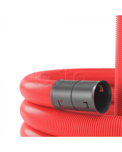 Двустенная труба ПНД D90мм без протяжки (50м уп) красная DKC (120990) в Рыбинске Труба гофрированная Pintop.ru