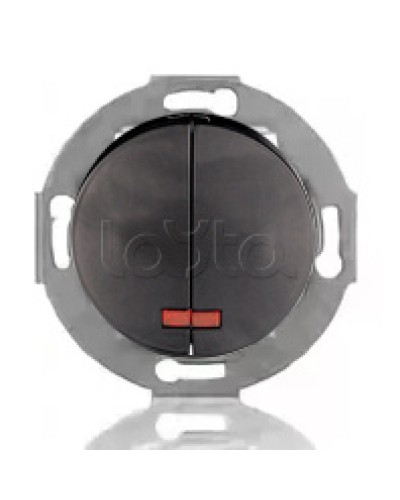 Выключатель двухклавишный Экопласт (схема 5L) с индикатором 10 A, 250 B (черный ) Vintage в Рыбинске Розетки компьютерные и телефонные Pintop.ru