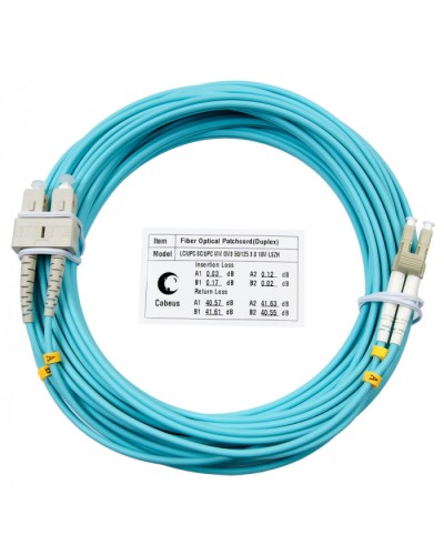 Шнур оптический duplex LC-SC 50/125 mm OM3 15м LSZH Cabeus FOP-50-LC-SC-15m в Рыбинске Патч-корды и пигтейлы Pintop.ru