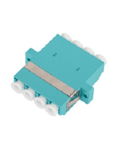 Адаптер NIKOMAX волоконно-оптический, соединительный, многомодовый, стандарта OM3, LC/UPC-LC/UPC, квадро, пластиковый, без шторки, с фланцами, аква, уп-ка 2шт. в Рыбинске Проходные адаптеры и розетки оптические Pintop.ru