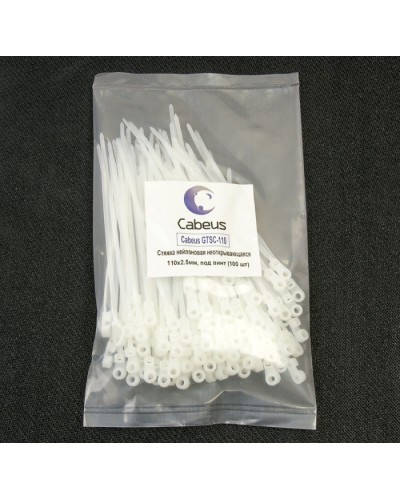 Стяжка нейлоновая неоткрывающаяся, безгалогенная (halogen free), 150x3.6мм, под винт (100 шт) Cabeus GTSC-150 в Рыбинске Стяжки-хомуты Pintop.ru