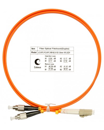 Шнур оптический duplex LC-FC 62,5/125 mm 1м LSZH Cabeus FOP-62-LC-FC-1m в Рыбинске Патч-корды оптические Pintop.ru