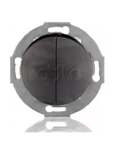 Выключатель двухклавишный Экопласт (схема 5) 10 A, 250 B (черный ) Vintage в Рыбинске Розетки компьютерные и телефонные Pintop.ru