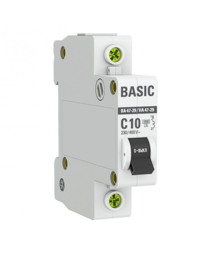 Автоматический выключатель 1P 10А (C) 4,5кА ВА 47-29 EKF Basic (mcb4729-1-10C) в Рыбинске Электротехническое оборудование Pintop.ru