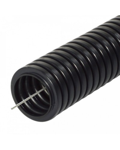 Труба гофрированная ПА негорючая (НГ) стойкая к ультрафиолету (УФ) черная с/з д25 (10м/уп) Промрукав (PR02.0268) в Рыбинске Труба гофрированная Pintop.ru