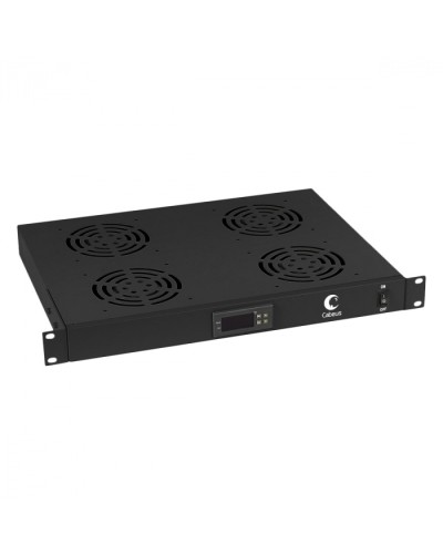 Панель вентиляционная с 4 вентиляторами с цифровым термодатчиком (черный) Cabeus JG03t-BK в Рыбинске Вентиляторные модули Pintop.ru