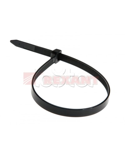 Хомут-стяжка нейлоновый 8х400 мм чёрный (100шт/уп) REXANT 07-0401-8 в Рыбинске Стяжки-хомуты Pintop.ru