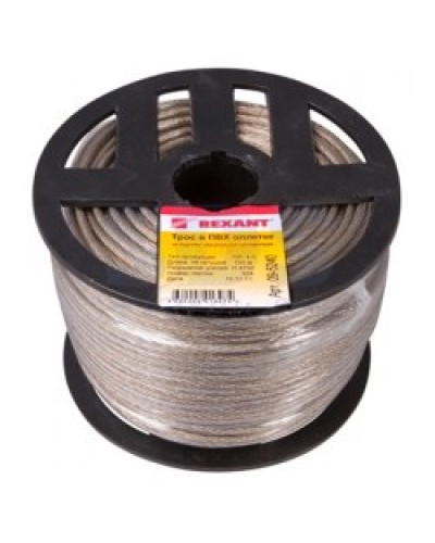 Трос стальной в ПВХ изоляции d4 мм (100 м) REXANT 09-5240 в Рыбинске Крепежные изделия Pintop.ru