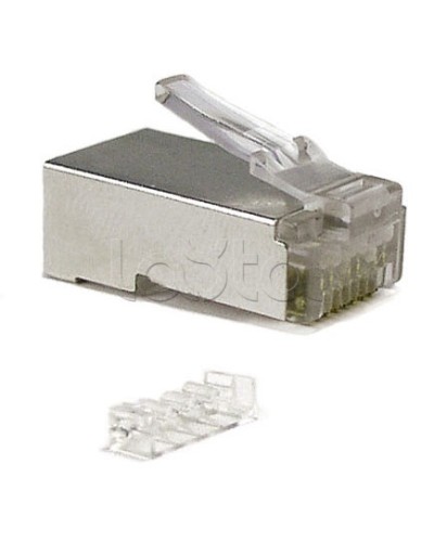 Коннектор RJ-45 под витую пару, категория 6 (50 µ/ 50 микродюймов), экранированный, универсальный (для одножильного и многожильного кабеля), со вставкой Cabeus 8P8C-SH-C6-TWP в Рыбинске Коннекторы и разъемы Pintop.ru