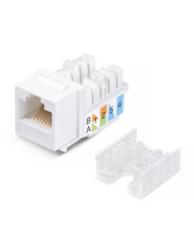 Вставка Keystone Jack RJ-45, категория 5e, заделка 110 тип, белая, со стяжкой Cabeus KJ-RJ45-Cat.5e-90-SW в Рыбинске Модули Keystone Pintop.ru