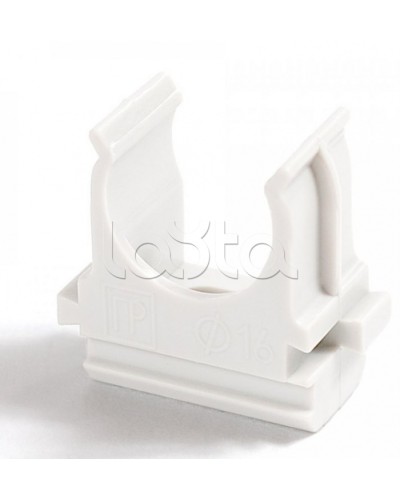 Крепёж-клипса для труб Полистирол белая д40 (15шт/300шт уп/кор) Промрукав (PR.02740б) в Рыбинске Держатели, клипсы, скобы Pintop.ru