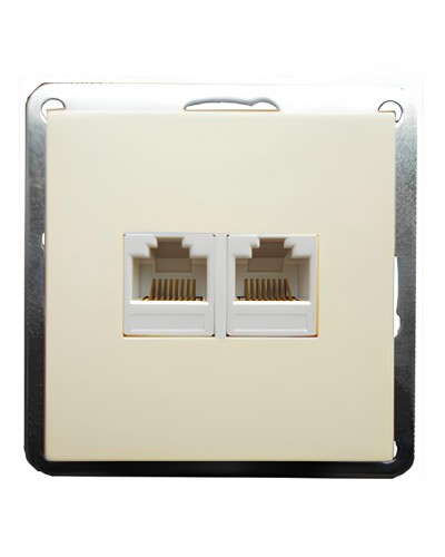 Розетка телефонная двойная 2хRJ-11 с накладкой (бежевый) LK60 (865601-1) в Рыбинске Розетки компьютерные и телефонные Pintop.ru