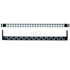 Коммутационная панель 19” наборная, UTP, 0,5U, 24 порта, черный Eurolan (27B-00-24-05BL)