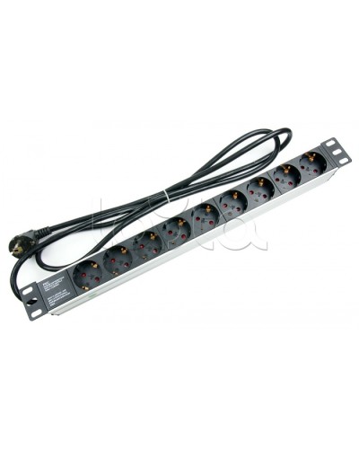 Блок на 9 розеток EU горизонтальный для 19 шкафов Cabeus (PDU-9P-2EU) в Рыбинске Блоки розеток Pintop.ru