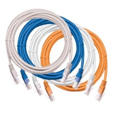 Шнур коммутационный NETLAN U/UTP 4 пары, Кат.5е (Класс D), 100МГц, 2хRJ45/8P8C, T568B, заливной, многожильный, BC (чистая медь), PVC нг(B), синий, 3м, уп-ка 10шт. NETLAN EC-PC4UD55B-BC-PVC-030-BL-10