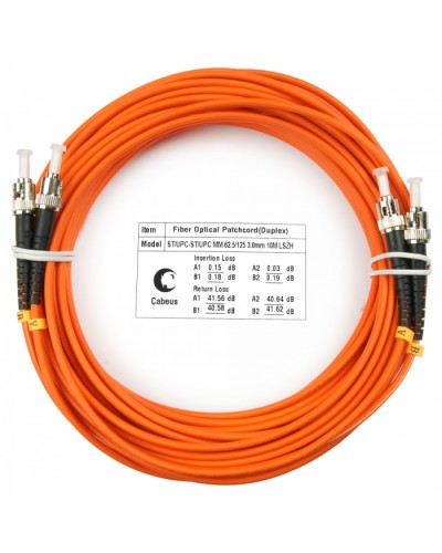 Шнур оптический duplex ST-ST 62,5/125 mm 10м LSZH Cabeus FOP-62-ST-ST-10m в Рыбинске Патч-корды оптические Pintop.ru