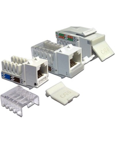 Модуль Keystone, RJ45, кат.6, UTP, 90 градусов, со встроенной шторкой, белый LANMASTER (LAN-OK45U6/90P-WH) в Рыбинске Коннекторы Pintop.ru